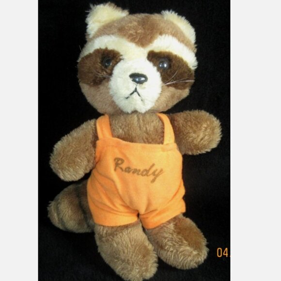 Vintage Dakin Fun Farm RANDY the RACCOON Orange Pants Plush Stuffed Animal 1979 - Picture 1 of 5